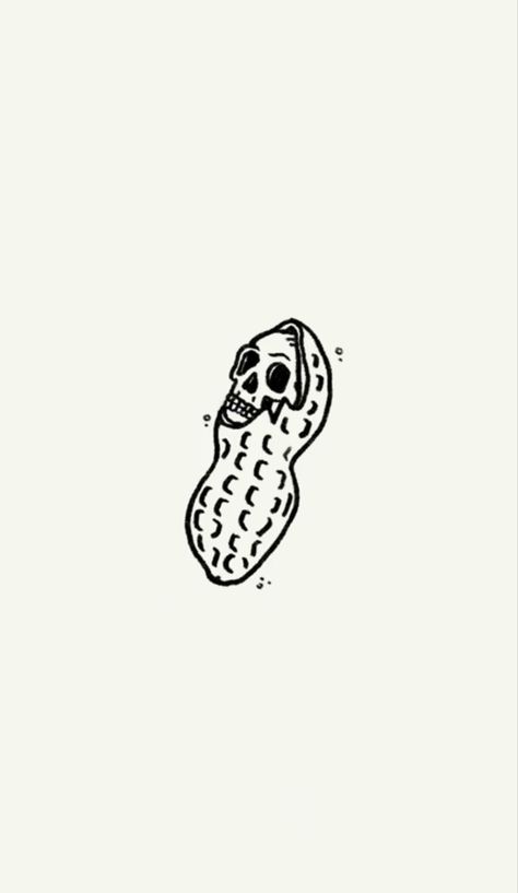 Nut Allergy Tattoo, Peanut Allergy Tattoo, Banana Peel Tattoo, Allergy Tattoo Ideas, Cute Peanut Drawing, Peanut Tattoo Ideas, Weird Drawing Ideas Sketch, Nut Tattoo, Allergy Tattoo