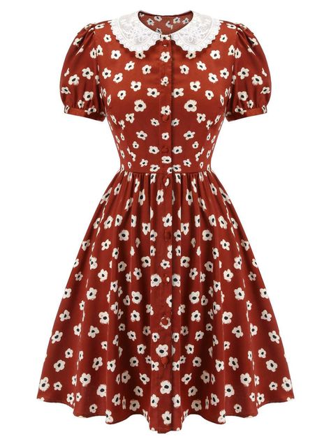 [Pre-Sale] Red 1960s Floral Puff Sleeve Flared Dress – Retro Stage - Chic Vintage Dresses and Accessories 60 Fashion 60s Style, 60s Fashion Women 1960s Outfits, 1960s Outfit Ideas, 1960s Outfit, Plus Size Vintage Fashion, Outfits 60s, 60s Fashion Women, Red Flare Dress, 60s Outfits