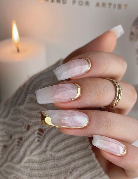 Just published! Our list of the trendiest winter 2023 nails to help inspire your next manicure! These are the cute aesthetic gel and acrylic nail inspo & nail art design ideas for your November nails and december nails! #nailart #nails Bridal Nails, Velvet Nails, Milky Nails, Golden Nails, Marble Nail Designs, Prom Nail, Nude Nail Designs, Popular Nails, Cat Kuku