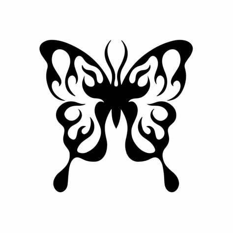 Butterfly Wing Illustration, Cartoon Butterfly Tattoo, Butterfly Tattoo Stencil Simple, Butterfly Design Drawing, Butterfly Design Tattoo, Cool Stencil Designs, Stencil Art Ideas, Cricut Tattoo, Butterfly Logos