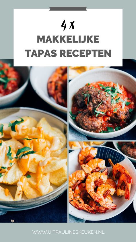 Ben je op zoek naar snelle en makkelijke tapas recepten voor een lekkere borrelplank? In deze blog deel ik 4 recepten die zo klaar zijn! - tapas recepten - antipasti recepten - spaanse tapas - borrel recepten - patatas bravas - gamba chorizo spiesjes - gehaktballetjes in tomatensaus - warme geitenkaas met honing - geitenkaas recepten - spaanse recepten - borrelplank recepten - charcuterie - kleine hapjes recepten - tapas hapjes tapas hapjes - plank tapas - feest tapas eten - tapas plank Tapas Plank, Tapas Buffet, Tapas Menu, Tapas Recipes, Spanish Tapas, Happy Foods, Tapenade, Spanish Food, Holiday Recipes