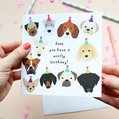 EACH CARD MEASURES 15 X 15 CM, 350GSM, WITH ENVELOPE PACKED IN CELLO Dog Birthday Cards, Happy Birthday Cards Diy, Anniversaire Diy, Dog Birthday Card, Bday Cards, Dog Party, Dog Cards, Birthday Cards Diy, Paper Crafts Diy Tutorials