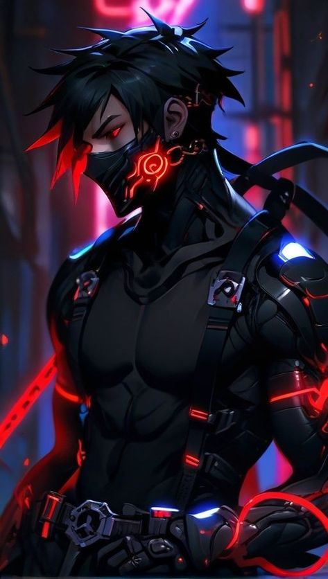 Dark Ninja Wallpaper, Ninja Character Art Male, Black Ninja Art, Black Ninja Wallpaper, Cyberpunk Mask Concept Art, Cyberpunk Red Character, Dark Cyberpunk Aesthetic, Male Wallpapers, Cyberpunk Assassin