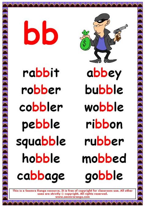 bb Words Oppgaver For Barn, Double Letters, Phonics Posters, Phonics Rules, Flowy Jumpsuit, Phonics Sounds, Learning English For Kids, English Phonics, Phonics Lessons