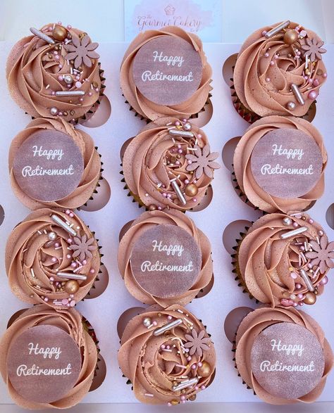 Retirement Cupcakes Ideas For Women, Retirement Cupcake Ideas, Retirement Cakes Ideas For Women, Retirement Cupcakes, Office Retirement Party, 65th Birthday, Happy Retirement, Retirement Party, Retirement Parties