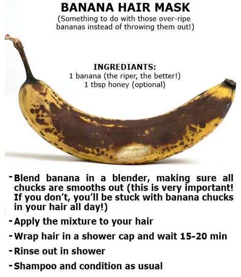 BANANA HAIR MASK - So easy! Something to do with those over-ripe bananas instead of throwing them out! Bananas contain potassium, which strengthens and fixes damaged hair without weighing it down. Hair Repair Diy, Banana Mask, Banana Hair Mask, Homemade Hair Treatments, Homemade Hair Mask, Fruit Smoothie Recipes Healthy, Help Hair Grow, Increase Hair Growth, Banana For Hair