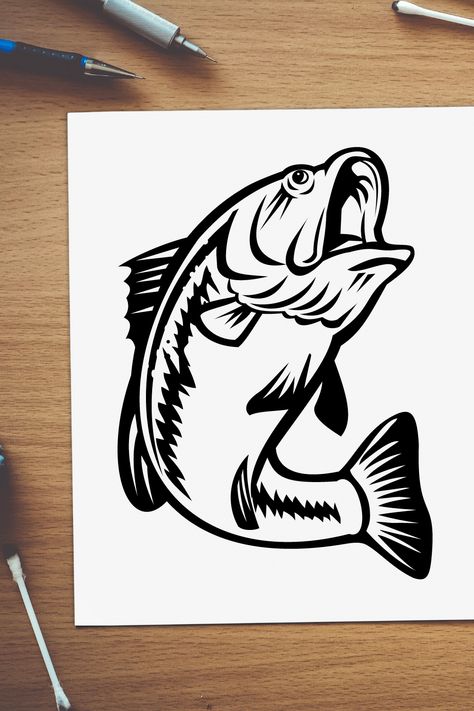 Easy and Simple Bass Fish Drawing Idea