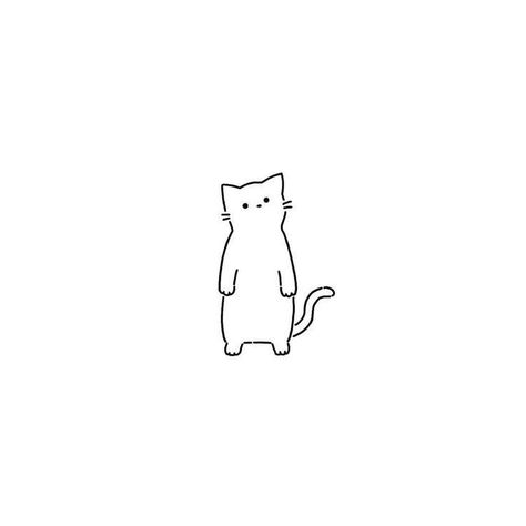 Cute Tiny Cat Drawing, Small Cute Cat Drawings, Cute Cat Tattoo Small Simple, Small Tattoos Of Cats, Tiny Cat Outline Tattoo, Animated Cat Tattoo, Cat Tattoo Tiny, Doodle Cat Tattoo, Cats Minimalist Tattoo