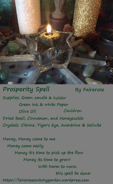 Prosperity Spell – Fairerose's Witchy Garden Prosperity Spell Candle, Bank Dirt Spell, Prosperity Altar, Novice Witch, Celtic Wicca, Magickal Tips, Grey Witch, Raven Totem, Money Spells Magic