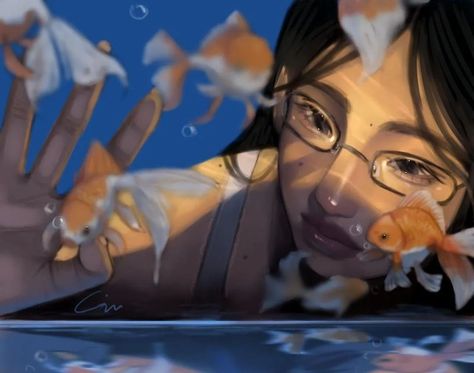 ♡ • Instagram Aquarium Drawing, Art Igcse, Oc Illustration, Aquarium Art, Drawing Fish, Fish Goldfish, Goldfish Art, Names Unique, Fish Illustration