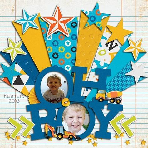 Baby Boy Scrapbook Layouts, Boy Scrapbook Layouts, Baby Scrapbook Pages, Scrapbooking Layouts Baby, Scrapbook Boys, Baby Boy Scrapbook, Scrapbook Layout Sketches, Scrapbook Titles, Birthday Scrapbook