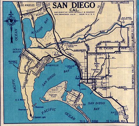 Old San Diego map. Use hearts for big life events (first kiss, proposal, etc.) Map Of San Diego, San Diego Graphic Design, San Diego Wallpaper, San Diego Map Art, San Diego Aesthetic, San Diego Vintage, Gallary Wall, San Diego Map, San Diego Tattoo