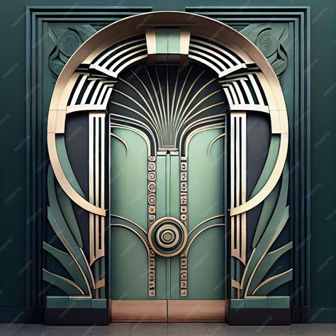 Premium Photo | Vintage door art deco enter luxury elevator door art nouveau architecture abstract generative ai illustration Art Deco Designs, Art Deco Door Design, Art Deco Elevator, Art Deco Architecture House, Luxury Elevator, Art Deco Poster Design, Old Style House, Art Deco City, Art Deco Doors