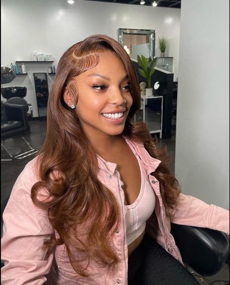 Light Brown Lace Front Wigs Black Women, Ginger Brown, Frontal Wig Hairstyles, Honey Brown Hair, Sew In Hairstyles, Birthday Hairstyles, Wig Styling, Glueless Wigs, Frontal Hairstyles