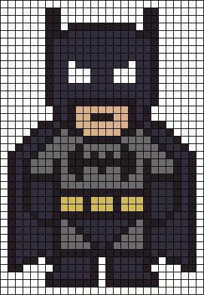 Batman Pixel Art Pixel Art Minecraft, Image Pixel Art, Perler Beads Ideas, Pola Macrame, Pixel Crochet, Hama Beads Patterns, Pola Kristik, Minecraft Pixel Art, Pixel Pattern