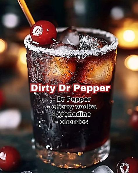 The Pioneer Woman_Ree Drummond � "Recipes" | Dirty Dr Pepper 🍒🥃 | Facebook Dirty Dr Pepper, Fruity Drink Recipes, Ree Drummond Recipes, Cherry Vodka, Summer Drinks Alcohol, Cocktail Shots, Coffee With Alcohol, Mixed Drinks Alcohol, Refreshing Cocktail