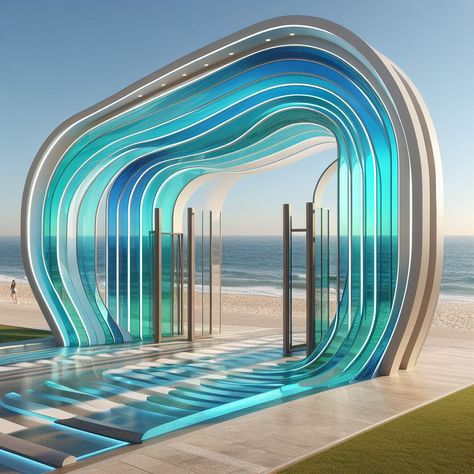 Event Entrance Gate Design, Beach Gate Design, Beach Installation, Event Entrance Design, Event Entrance Arch, Architecture Advertising, Event Entrance, Selfie Wall, Street Installation