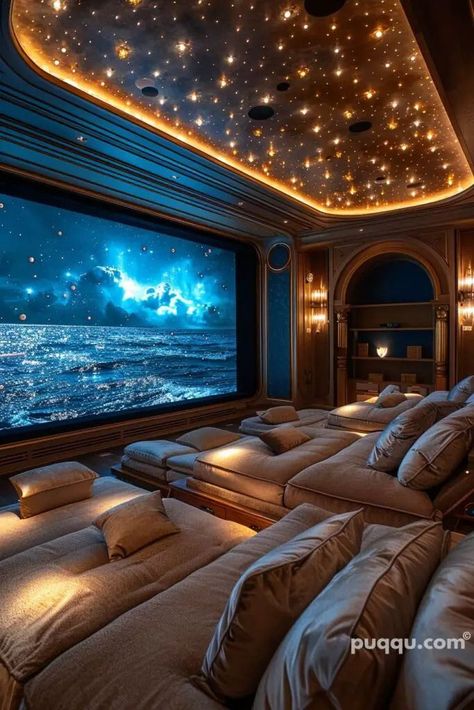 Cool Movie Theaters Home Theatre, Fallout House, Basement Cinema, Small Theater Room, Small Home Theater, Theatre Room Ideas, Simulator Room, Sala Cinema, Amazing Rooms