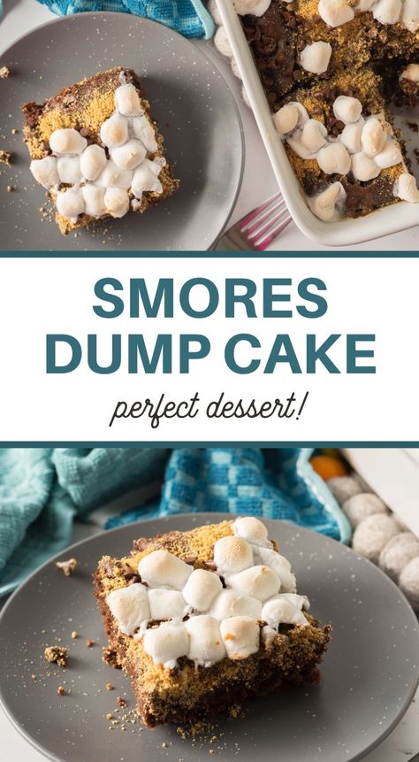 Smores Dump Cake Recipe - 3 Boys and a Dog Smores Cake Recipe, Easy Smores, Dump Cake Recipe, Smore Recipes, Camping Desserts, Smores Cake, Apple Dump Cakes, Popular Desserts, Best Cake Recipes