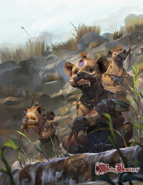 ArtStation - Hunting for lunch, Rudy Siswanto Gnoll Character Art, Fantasy Beasts, Fantasy Races, Fantasy Monster, Mythical Creatures Art, Creature Concept Art, Fantasy Warrior, Arte Fantasy, Fantasy Rpg