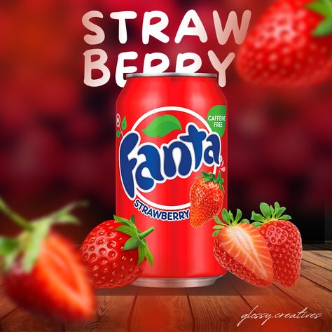 Kawaii Manga, Strawberry Baby, Fanta Can, Social Media Advertising Design, Art Painting Gallery, Painting Gallery, Caffeine Free, Canvas Designs, Advertising Design