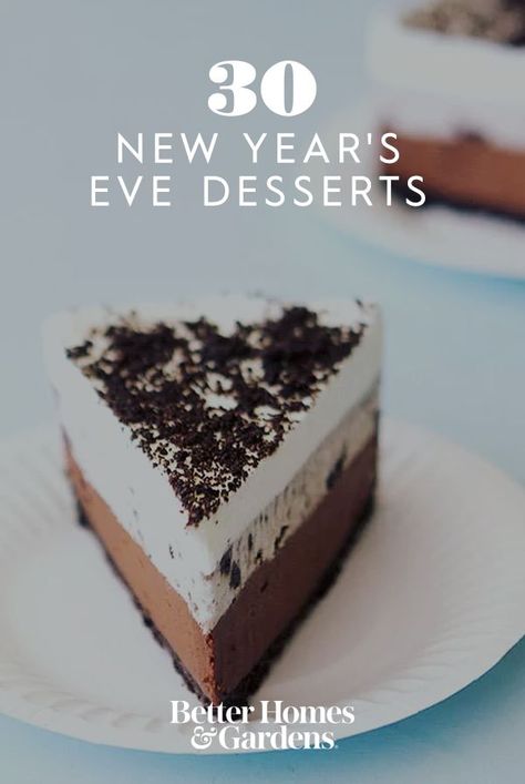 Make these New Year's Eve desserts for your next party. These easy dessert recipes will help you celebrate the new year. #dessert #newyearseve #newyearsdessert #bhg Traditional New Years Desserts, Nye Desserts Easy, New Year Day Dessert Ideas, New Year’s Party Desserts, New Years Eve Baking Ideas, New Years Desserts Fancy, New Years Desserts For Kids, Desserts For New Years Eve Party, Easy Nye Desserts