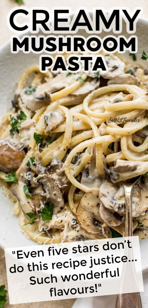 Tagliatelle, Pasta With Garlic Bread, Pasta With Garlic, Mushroom Recipes Pasta, Chunky Chef, Creamy Mushroom Pasta, Creamy Pasta Recipes, Mushroom Dish, Easy Pasta Dishes