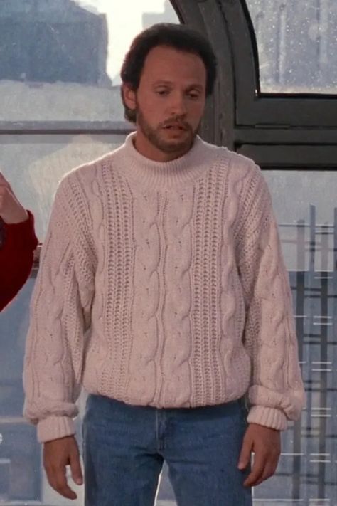 When Harry Met Sally: Harry's Cream Cable-Knit Sweater » BAMF Style Sick Day Outfit, Sneakers And Jeans, Harry Styles Sweater, Aran Jumper, Billy Crystal, When Harry Met Sally, Aran Sweater, Costume Designer, Cable Sweater