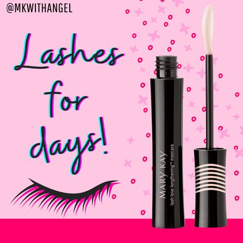 Lash Love® Lengthening Mascara helps the look of lashes reach their maximum length for an exaggerated, instantly intensified effect while lifting, curling and perfectly separating lashes. This eye-opening mascara also conditions and strengthens lashes in a nonclumping, flake-free formula that wears all day. Lashes feel soft and healthy without that spidery, stiff look. Contact your Mary Kay consultant, Angel Davis, to get more information about it! Separated Lashes, Mary Kay Consultant, Mary Kay Business, Lengthening Mascara, Direct Selling, Eye Opening, Mascara Lashes, Mary Kay, Working From Home