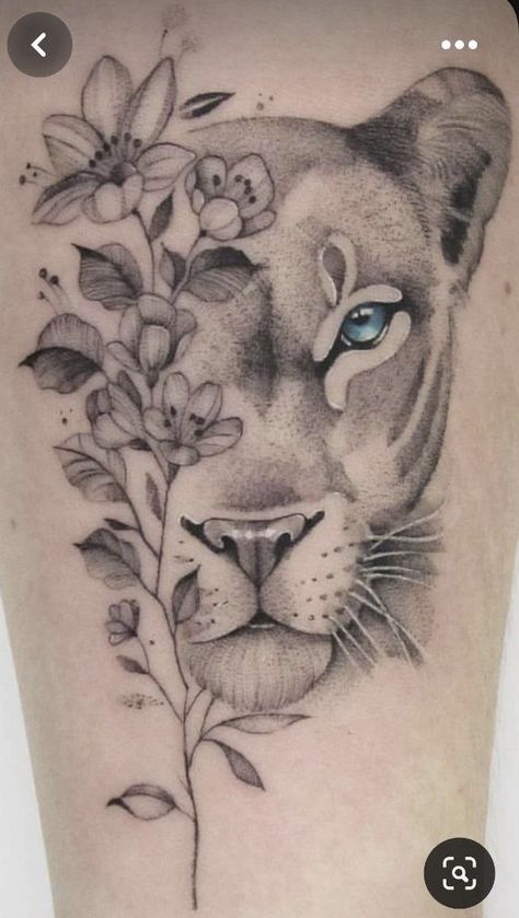 Lioness And Flowers Tattoo, Lioness And Cub Tattoo, Lion Arm Tattoo, Lioness Tattoo Design, Female Lion Tattoo, First Tattoo Ideas, Lion Flower, Lioness Tattoo, Lion Tattoos