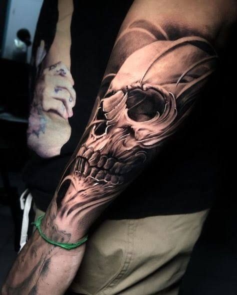 Voll Arm-tattoos, Rare Tattoos, Evil Skull Tattoo, Skull Rose Tattoos, Skull Art Tattoo, Skull Girl Tattoo, Skull Sleeve Tattoos, Skull Sleeve, Forearm Tattoo Design