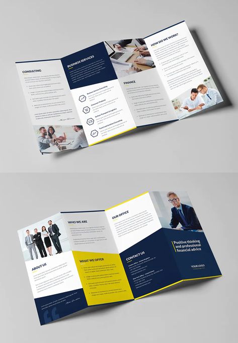 Finance and Business 4-Fold Brochure Template PSD University Brochures, Brochure Mockup Free, Company Brochure Design, Brochure Templates Free Download, Unique Brochures, Business Brochure Design, Brochure Design Layout, Double Gate, Brochure Template Psd