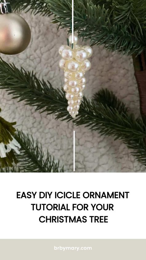 Check out this Easy DIY Icicle Ornament Tutorial for your Christmas tree decor. As a big fan of both Christmas and crafting, creating my own decorations is one of my favorite holiday activities. Christmas Bead Ornaments Diy, Beaded Christmas Ornaments Diy Tutorials, Beaded Christmas Decorations Diy, Crystal Christmas Tree Decorations, Pearl Crafts Ideas, Icicle Ornaments Diy, Christmas Swags Diy, Beaded Christmas Ornaments Diy, Crystal Ornaments Diy