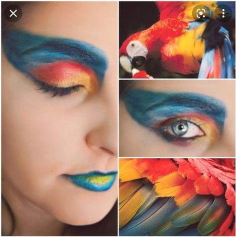 Iago Costume, Maquillaje Halloween Infantil, Parrot Makeup, Pirate Makeup, Aladdin Jr, Bird Makeup, Parrot Costume, Fantasy Make-up, Aladdin Costume