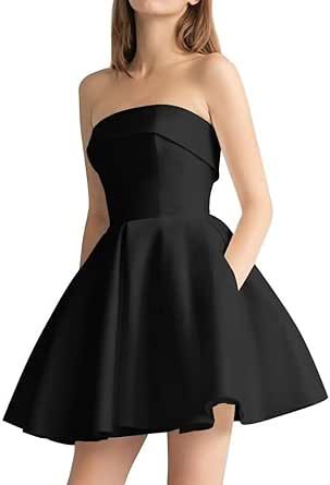 Teen Formal Dress, Short Strapless Prom Dresses, Prom Dress With Pockets, Strapless Homecoming Dresses, Homecoming Dresses For Teens, Formal Dresses For Teens, Prom Dresses With Pockets, A Line Shorts, Short Prom Dress