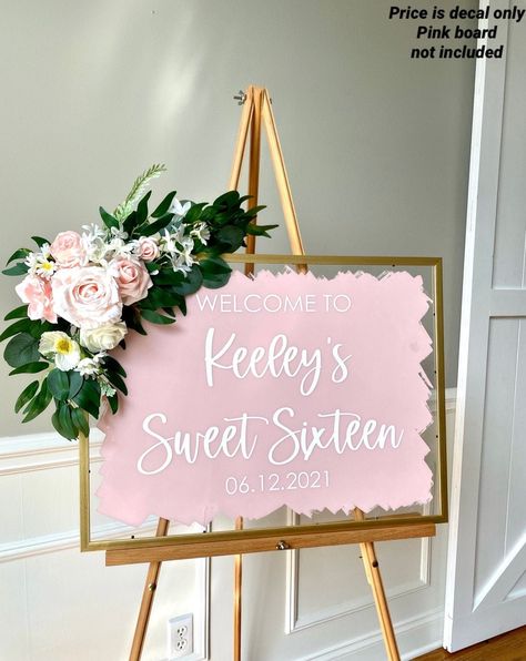 Sweet 16 Sign, Sweet Sixteen Party Themes, Sweet 16 Party Planning, Sweet 16 Party Themes, Sweet 16 Centerpieces, Sweet 16 Party Decorations, Pink Sweet 16, Sweet Sixteen Birthday Party Ideas, 16th Birthday Decorations