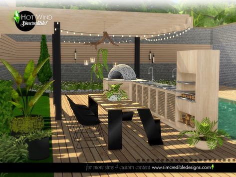 SIMcredible!'s Hot wind Backyard Buildings, Outside Furniture, Casas The Sims 4, Backyard Furniture, Sims 4 Downloads, Sims 4 Cc Furniture, Sims 4 Build, Canopy Outdoor, Sims 4 Houses