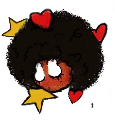 art, black girl, afro, pfp, profile pic, stars, hearts Sanity Aesthetic, Icon Afro, Selfie Board, Red Afro, Poc Pfp, Artist Ideas, Kawaii Bedroom, Hair Icon, Afro Girl