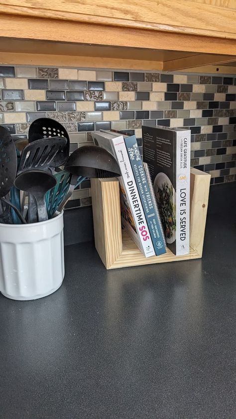 Wood Bookend Kitchen Bookend Tiny Bookcase Book Holder Kitchen Recipe Book Holder Cook Book Stand Kitchen Library Shelf Cookbook Bookend - Etsy Recipe Shelf In Kitchen, Kitchen Book Display, Recipe Book Shelf In Kitchen, Cookbook Holders Diy, Ways To Display Cookbooks, Recipe Book Shelf Kitchen, Cookbook Holder In Kitchen, Kitchen Bookshelf Ideas Cookbook Shelf, Simple Wood Shelf Diy