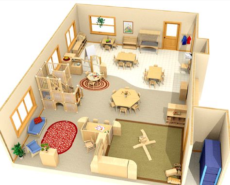 I like the layout of this classroom. But I would like to make my classroom very colorful. Daycare Floor Plans, Daycare Rooms Setup, Preschool Layout, Montessori Classroom Layout, Toddler Daycare Rooms, Kindergarten Classroom Design, Classroom Floor Plan, Daycare Room Design, Preschool Classroom Layout