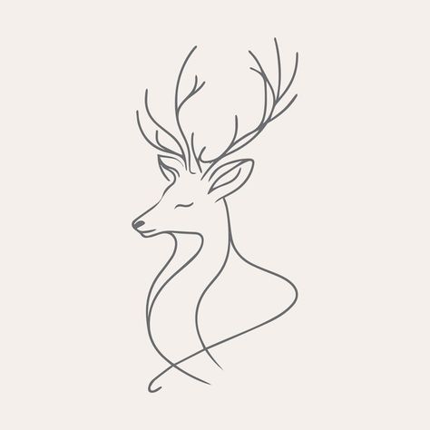 Elegant Minimalist Deer Line Art Deer Digital Art, Deer Line Tattoo, Dear Sketch, Simple Deer Drawing, Deer Line Drawing, Deer Line Art, Deer Drawing Easy, Christmas Envelope Art, Deer Outline