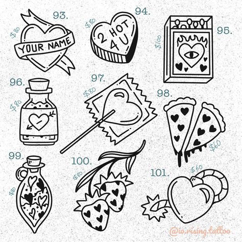 The love continues on the second of my Valentine’s flash sheets. All of these baddies are available in colour. Check out my insta for more info @io.rising.tattoo Lesbian Tattoo Flash Sheet, Cute Gap Filler Tattoos, Men’s Flash Tattoo, Tattoo Ideas Flash Sheet, Wedding Flash Tattoo, Halloween Flash Sheet Tattoo, Trad Flash Sheet, 90s Flash Tattoo, Simple Flash Tattoo