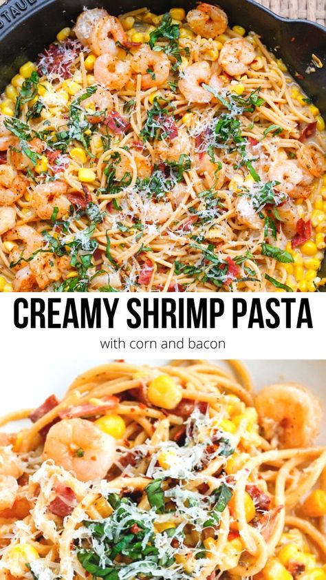 Shrimp Corn Pasta, Shrimp And Corn Pasta, Shrimp Corn Recipes, Recipes Using Leftover Boiled Shrimp, Corn And Shrimp Recipes, Shrimp Bacon Pasta, Leftover Shrimp Boil Recipes, Shrimp And Corn Recipes, Boiled Shrimp Leftover Recipes