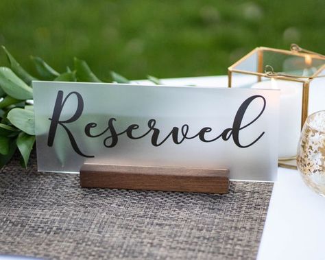 Diy Wedding Planning Checklist, Wedding Signs Reception, Reserved Sign Wedding, Diy Wedding Invitation Cards, Reserved Table Sign, Wedding Luminaries, Reserved Wedding Signs, Wedding Columns, Acrylic Wedding Signs