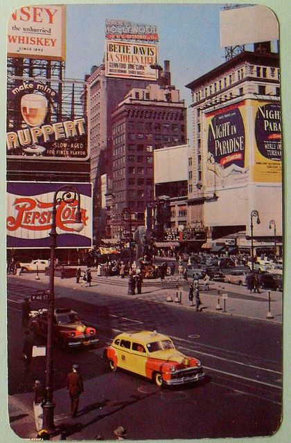 1946 TIMES SQUARE vintage round corner postcard RUPPERT Pe… | Flickr Photos To Put On Your Wall, Tumblr Sticker, Autumn Collage, Wall Collage Decor, New York City Photos, Wallpaper Retro, Fotografi Vintage, Retro Photography, Collage Vintage