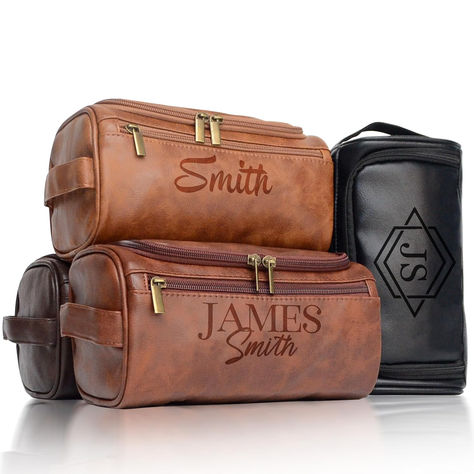 Create personalized toiletry experience with our custom toiletry dopp kit bag. Each men's leather toiletry bag is meticulously handmade by professional craftsmen, featuring double-needle stitching for durability. Your custom name or text is laser engraved, ensuring it won't fade over time. Choose from different colors and font styles to create a truly unique and personalized shaving kit for men. #afflink Personalized Toiletry Bag, Mens Toiletry Bag, Leather Toiletry Bag, Mens Travel, Mens Travel Bag, Name Initials, Dopp Kit, Kit Bag, Custom Monogram