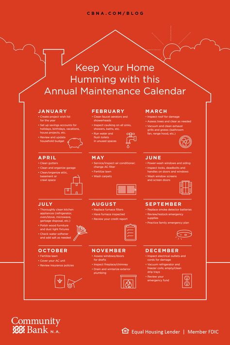 Our home maintenance calendar breaks down basic home improvement projects month by month, so you can stay on top of your to-do list all year round. Organisation, Home Maintenance Schedule, Recycling Materials, Buying First Home, Home Maintenance Checklist, Maintenance Checklist, Home Management, Home Improvements, Home Repairs