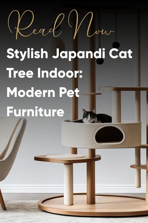 Discover our sleek Japandi cat tree indoor, blending Japanese and Scandinavian design for modern pet furniture that enhances your home’s aesthetic while keeping your feline happy. Stylish Cat Tree Modern, Japandi Cat Tree, Cat Tree Aesthetic, Aesthetic Cat Tree, Furniture For Cats, Modern Pet Furniture, Unique Cat Trees, Japandi Furniture, Cat Tree Designs