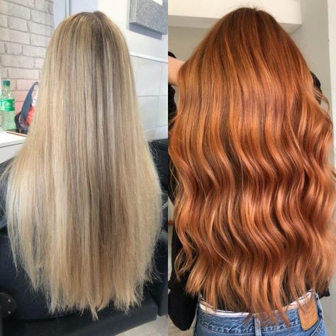 Blonde to copper hair transformation ginger hair @laurenlovesblog Ginger Hair Root Smudge, Blonde To Copper Hair Transformation, Blonde To Red Transformation, From Blonde To Copper Hair, Blonde To Ginger Hair, Blonde To Red Hair Transformation, Ginger Hair Transformation, Bronze Hair Color Copper, Blonde To Copper Hair