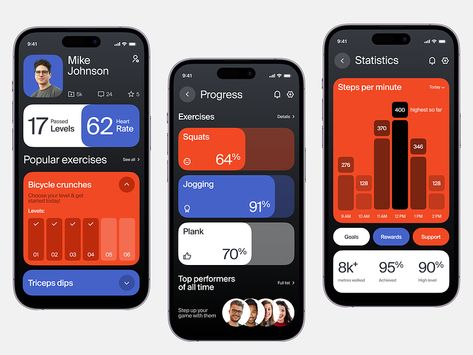 Bento Design Ui, Fitness App Ui Design, App Ui Design Inspiration, Mobile Ux Design, App Mobile Design, Creative Ui Design, Ui App Design, Bento Design, App Workout